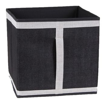 Cubo Plegable De Cartón Revestido Con Tejido De Poliéster Tipo Lino - L 28  X A 28  X H 27  Cm - Negro