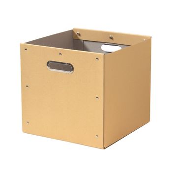 Cubo De Almacenamiento Kraft Acabado Metal - L 28 X A 28 X H 27 Cm - Beige