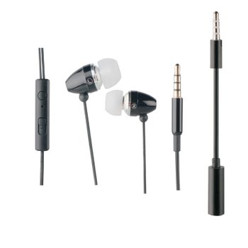 Muvit Auriculares Estéreo Conmicrófono + Adaptador 3,5mm Negro