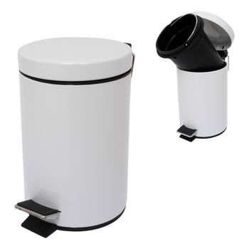 Cubo Pedal Metalico Blanco 3l