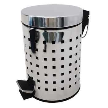 Msv Cubo De Basura Con Pedal (3 L), Color Plateado Brillante