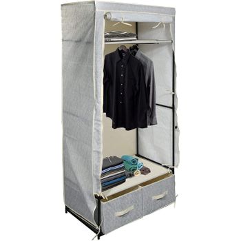 Msv Armario De Tela Xl Con 2 Cajones, Plegable, Para Camping, Con Barra Para Colgar, 75 X 45 X 160 Cm