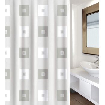 Cortina De Baño De Polyester180x200cm Blocks Gris