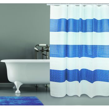 Cortina De Baño Poliester. 180x200 Cm Msv Prem. Quadro Az