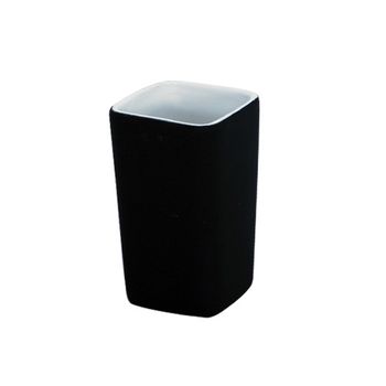 Vaso Msv "haiti" De Ceramica En Color Negro 6 X 6 X 10 Cm