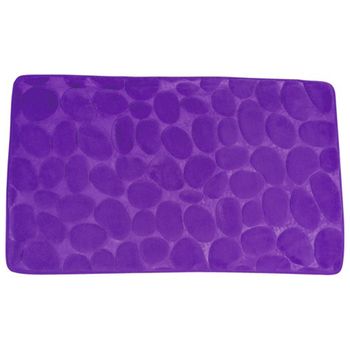 Alfombra De Baño Msv De Espuma Con Efecto Piedras En Color Violeta 50 X 80 Cm