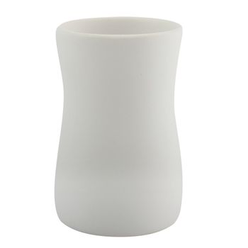 Vaso Msv "palma" De Ceramica En Color Blanco 8 X 12 Cm