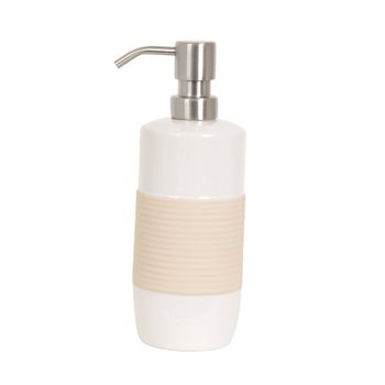 Dispensador De Jabon Msv "moorea" De Ceramica En Color Blanco