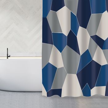 Cortina De Ducha Polyester 180x200 Cm Origami Azul Msv