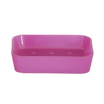 Jabonera Msv De Poliester/caucho En Color Rosa 11,8 X 8,8 Z 2,7 Cm