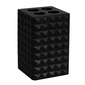Vaso Para Baño Msv "kubik" De Poliresina En Color Negro 7,2 X 10,6 Cm