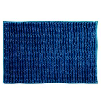 Alfombra De Baño Msv "chenille" Antideslizante De Microfibra En Color Azul Oscuro 60 X 90
