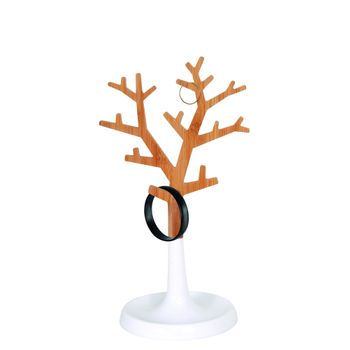 Soporte Arbol Para Joyas Msv Oslo De Bambú Y Plástico 15 X 13,8 X 29,8 Cm