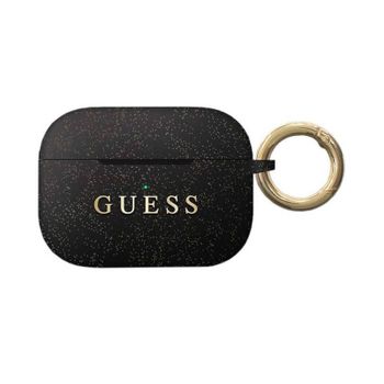 Funda Guess Silicona Para Apple Airpods Pro Purpurina Negro Modelo Guacapsilglbk