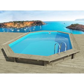 K2O K2O-8436038120113 BESTWAY PJ002SF-Piscina Madera Panelada 475x127 cm  Depuradora de Arena 3.028 L/H con Escalera, Color marrón (PJ002SF):  : Jardín