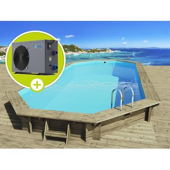 Piscina De Madera "ibiza" - 8.57 X 4.57 X 1.31 M - Bomba De Calor 5 Kw/45 M3