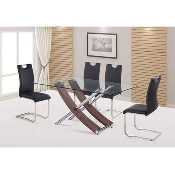 Mesa Diva En Vidrio -  160 X 90 X 76 Cm - Roble Lacado