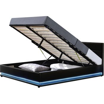 Cama Con Led "anastasia"- 140 X 190 Cm - Negro