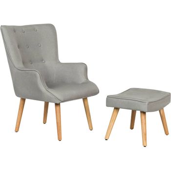 Sillón Escandinavo En Tela "odense" - 73 X 81 X 92,5 Cm - Gris Claro