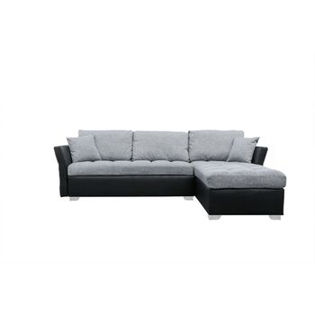 Sofa Esquinero Reversible "valentine" - 4 Plazas - Gris/negro