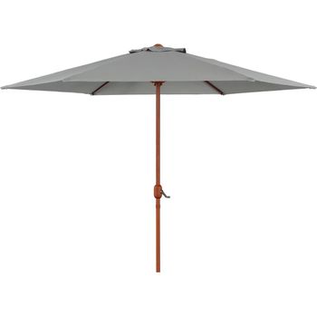 Parasol De Jardín Derecho Acabado De Madera -  "luz" - Redondo - Ø 3m - Gris