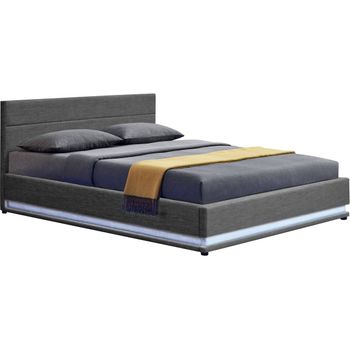 Cama De Madera Oscura Con Somier 160x200 Cm Berric con Ofertas en Carrefour