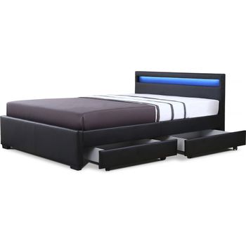 Cama Led "nico" - 160 × 200 Cm - Negro