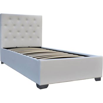 Cama Simple Con Cofre "tino" - 90 × 190 Cm - Blanco