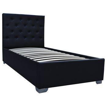 Cama Simple Con Cofre "tino" - 90 × 190 Cm - Negro