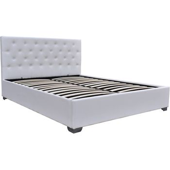 Cama Doble Con Cofre "tino" 140 × 190 Cm - Blanco