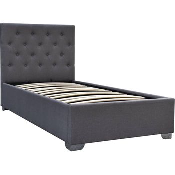 Cama Simple Con Cofre "tino" - 90 × 190 Cm - Gris