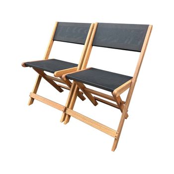 Silla Plegable De Madera Exótica "seoul" - Arce - Negro - Lote De 2