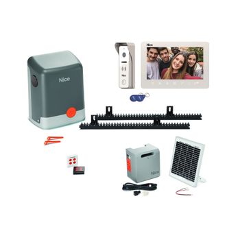 Kit De Motorización De Puerta Corredera Filo Start Kit 400 + Videoteléfono Mira 100 Y Kit Solar - Nice Home