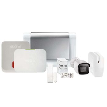 Diag17csf Pack De Alarma Para El Hogar Conectado Con Gsm + Cámara Ip Para Exteriores Diag24vcf - Pet Friendly - Diagral Kit 8