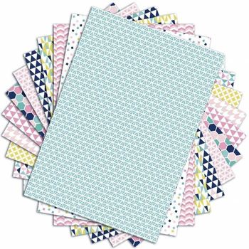 48 Hojas De Scrapbooking Geométricas Pastel - A4