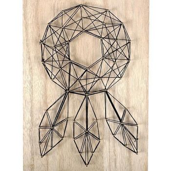 Cuadro De Madera String Art - Atrapasueños 20 X 30 Cm