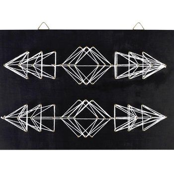 Cuadro Negro De Madera String Art - Flechas 30 X 22 Cm