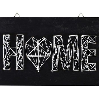 Cuadro Negro De Madera String Art - Home Deco 30 X 22 Cm