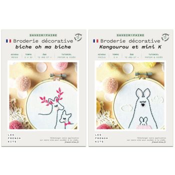 2 Bordados Decorativos - Decoración Infantil - Cierva Y Canguro