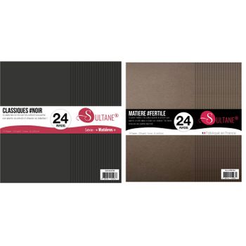 48 Papeles Scrapbooking Negro + Marrón - 300g/m2