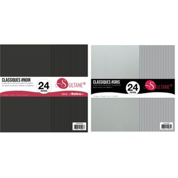 48 Papeles De Scrapbook Gris + Negro - 300g/m2