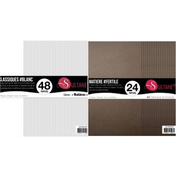 72 Papeles De Scrapbook Blanco + Marrón - 300g/m2