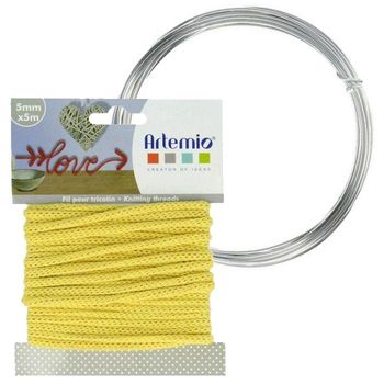 Hilo Para Tejer Amarillo 5 Mm X 5 M + Hilo De Aluminio