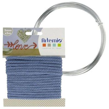 Hilo Para Tejer Azul 5 Mm X 5 M + Hilo De Aluminio