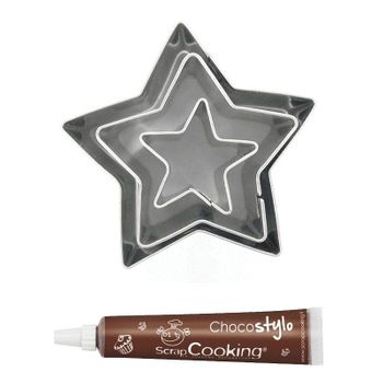 3 Mini Cortadores De Galletas De Acero Inoxidable Estrellas + Tubo De