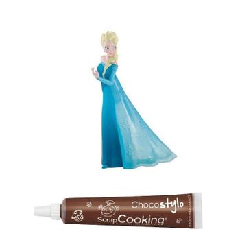 Figura De Disney Frozen Elsa + Tubo De Chocolate Para Decorar