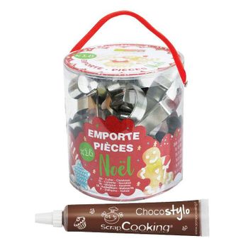 18 Cortadores De Galletas De Acero Inoxidable Navidad + Tubo De Chocol