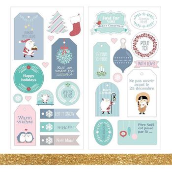 27 Pegatinas Papa Noel Mi Pequeña Navidad + Masking Tape Dorado Con Br