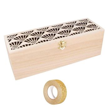 Caja De Té De Madera Para Personalizar 30 X 10 X 10 Cm + Masking Tape