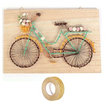 Kit Cuadro De Madera String Art 30 X 20 Cm Bicicleta + Masking Tape Do